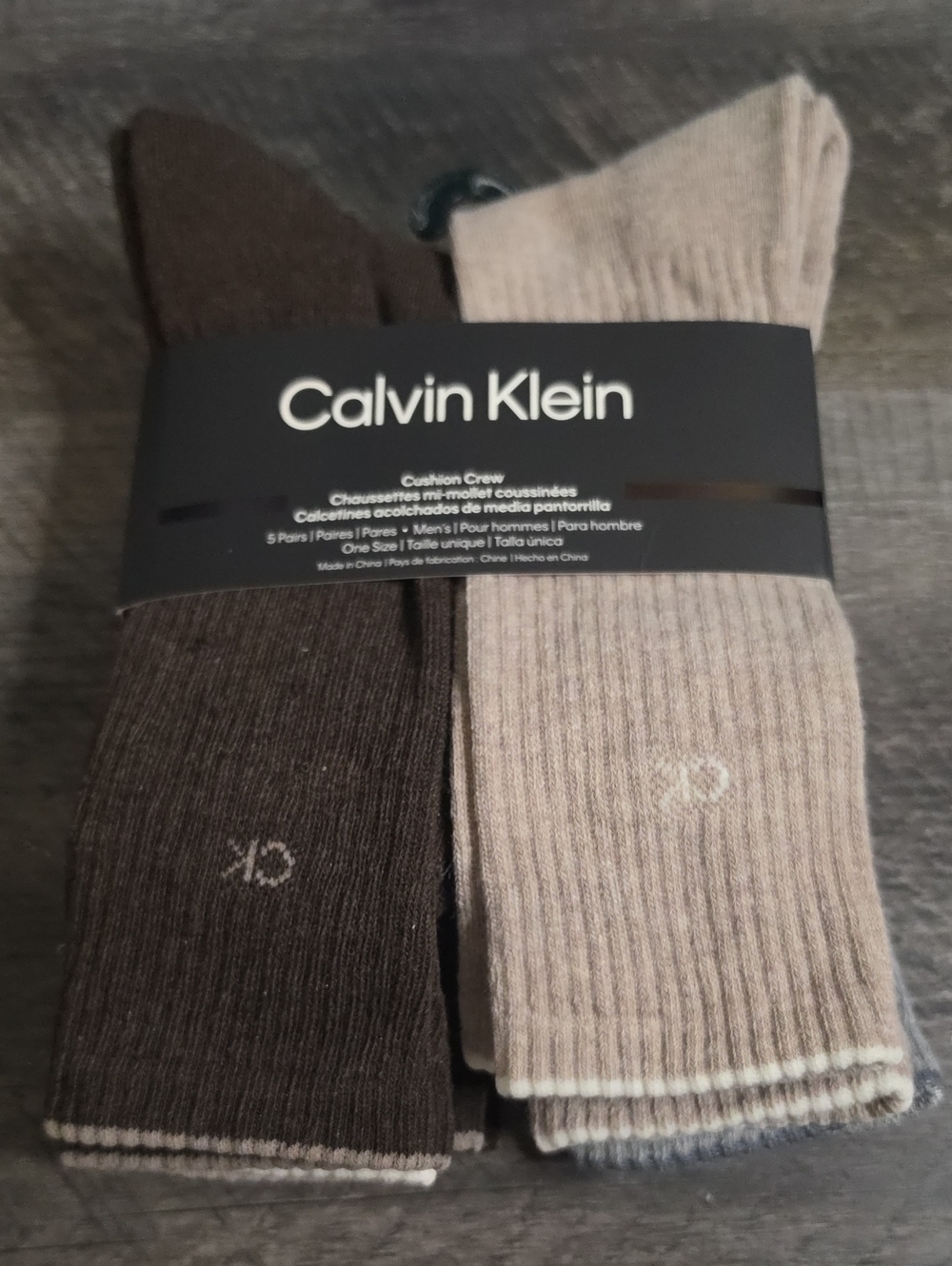 Calvin Klein Ribbed Crew Socks in Brown and Beige - 5 Pack